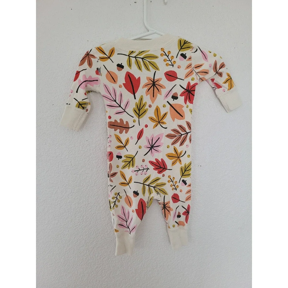 Hanna Andersson Baby 0-3M Organic Cotton Fall Leaves Zip Sleeper Pajamas #2